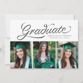 Lintschrift afgestudeerd trendy drie foto kaart (Voorkant)