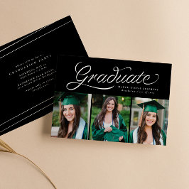 Lintschrift afgestudeerd trendy drie foto kaart