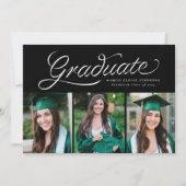 Lintschrift afgestudeerd trendy drie foto kaart (Voorkant)
