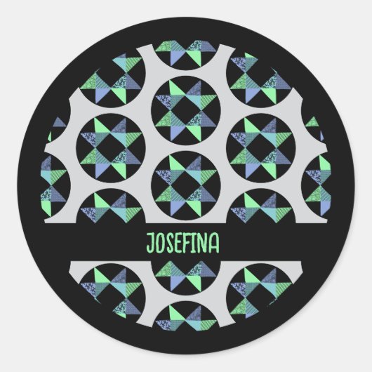 Lintster Patchwork Block Ronde Sticker (Voorkant)