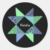 Lintster Quilt Patchwork Block Ronde Sticker (Voorkant)