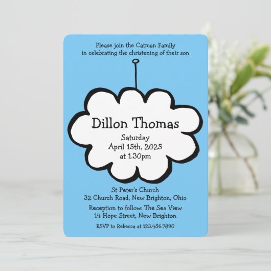 Lintworm Doop Uitnodiging (Staand voorkant)