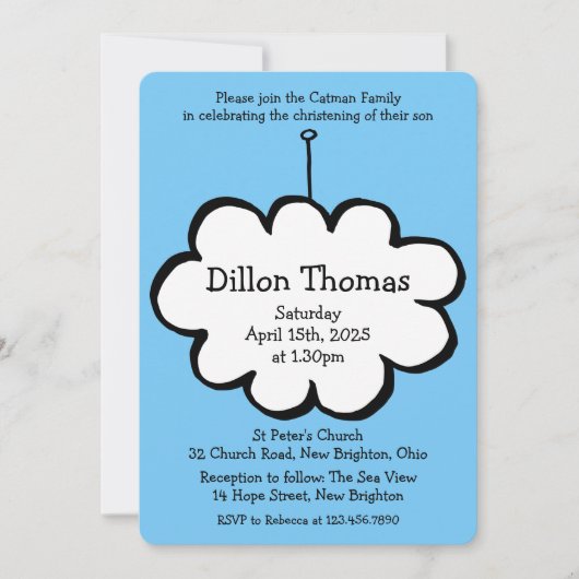 Lintworm Doop Uitnodiging (Voorkant)