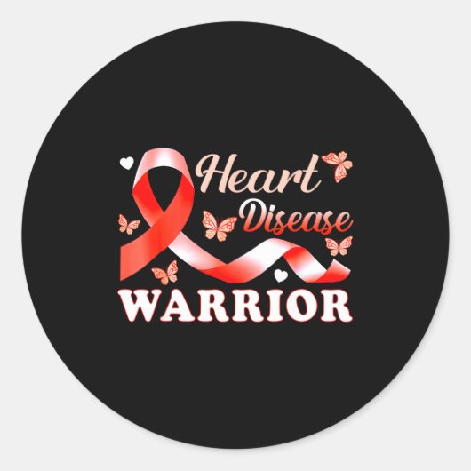 Lintworm Ribbon Rode Hartziekte Warrior Ronde Sticker (Voorkant)