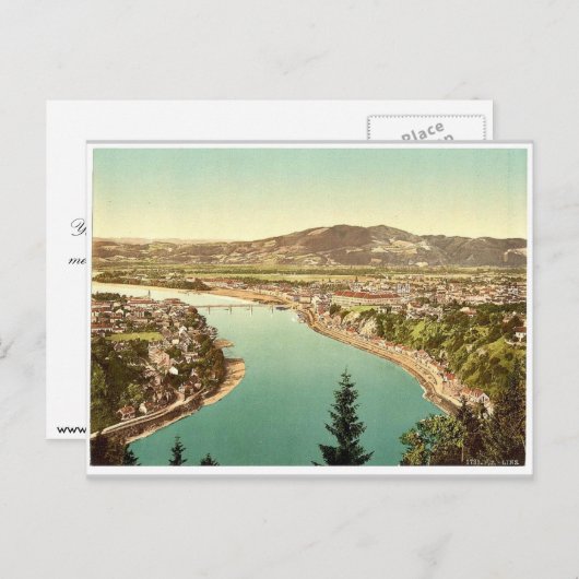 Lintz (d.w.z. Linz), algemeen uitzicht, Oberösterr Briefkaart (Voorkant / Achterkant)