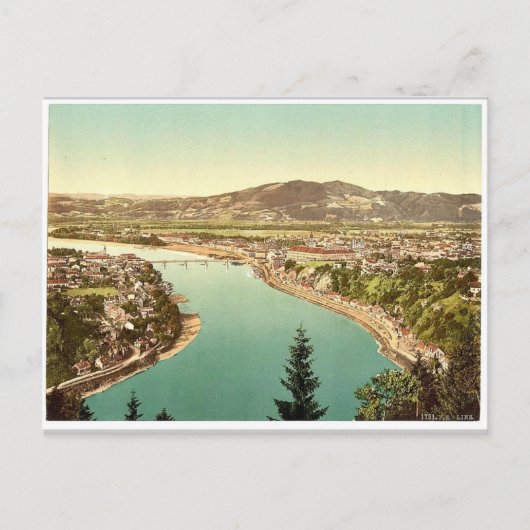 Lintz (d.w.z. Linz), algemeen uitzicht, Oberösterr Briefkaart (Voorkant)
