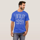 Linu 1991 voor Vrije Software Geeks Distessed T-shirt (Voorkant volledig)
