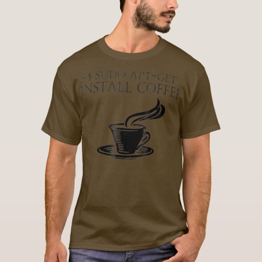 Linu Computer Nerds Sudo AptGet-installatieloffie T-shirt (Voorkant)