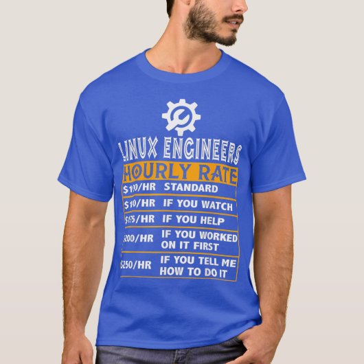 Linu Engineer Uurly Rate Uni Geek Cloud T-shirt (Voorkant)