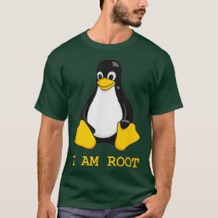 Linu Mascot Tu Penguin I am Root T Mannen Women T-shirt