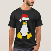 Linu Mascot Tu Penguin Santa Hat Nerd Geek T-shirt (Voorkant)