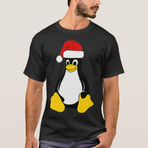 Linu Mascot Tu Penguin Santa Hat Nerd Geek T-shirt
