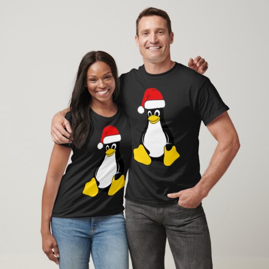 Linu Mascot Tu Penguin Santa Hat Nerd Geek T-shirt (Unisex)