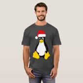 Linu Mascot Tu Penguin Santa Hat Nerd Geek T-shirt (Voorkant volledig)