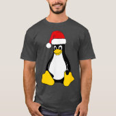 Linu Mascot Tu Penguin Santa Hat Nerd Geek T-shirt (Voorkant)