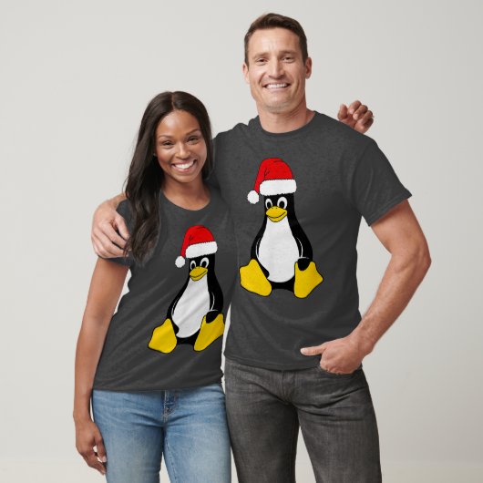 Linu Mascot Tu Penguin Santa Hat Nerd Geek T-shirt (Unisex)