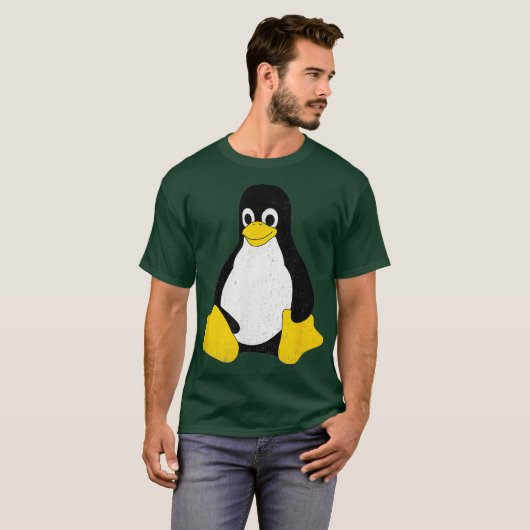 Linu Mascot Tu the Penguin Nerd Geek IT Person T-shirt (Voorkant volledig)