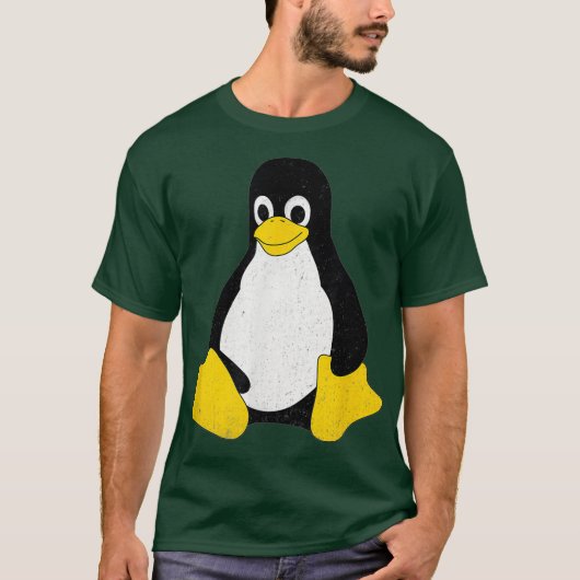 Linu Mascot Tu the Penguin Nerd Geek IT Person T-shirt (Voorkant)