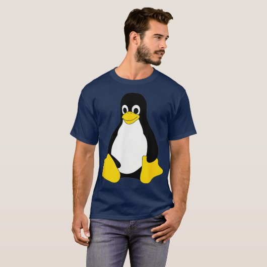 Linu Mascot Tu the Penguin Nerd Geek IT Person T-shirt (Voorkant volledig)