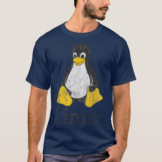 Linu Mascot Tu the Penguin  Nerd Geek T-shirt (Voorkant)