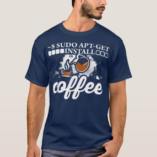 Linu Sudo AptGet Install Coffee Nerd Code T-shirt (Voorkant)