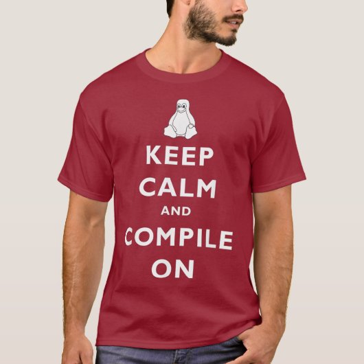 Linu Sysadmin Blijf kalm compileren op cadeau Mann T-shirt (Voorkant)