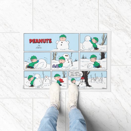 Linus bouwt een sneeuwpop deurmat (Binnen)