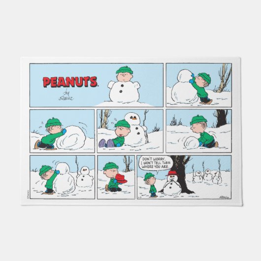 Linus bouwt een sneeuwpop deurmat (Voorkant)