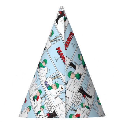 Linus bouwt een sneeuwpop feesthoedjes (Achterkant)