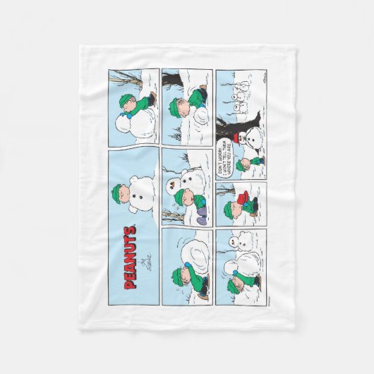 Linus bouwt een sneeuwpop fleece deken (Voorkant)