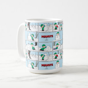 Linus bouwt een sneeuwpop koffiemok