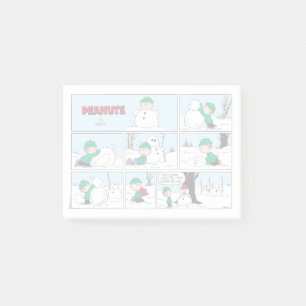 Linus bouwt een sneeuwpop post-it® notes