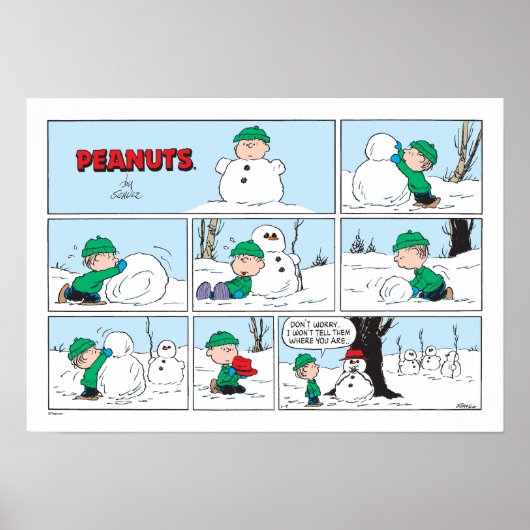 Linus bouwt een sneeuwpop poster (Voorkant)