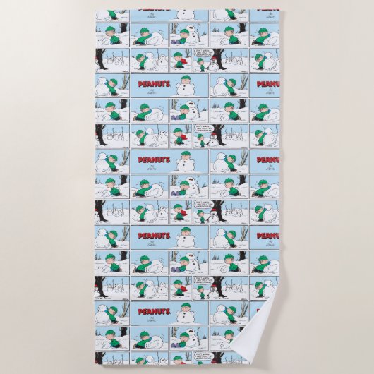 Linus bouwt een sneeuwpop strandlaken (Voorkant)