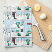 Linus bouwt een sneeuwpop theedoek (Quarter Fold)