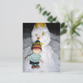 linus en sneeuw briefkaart (Staand voorkant)