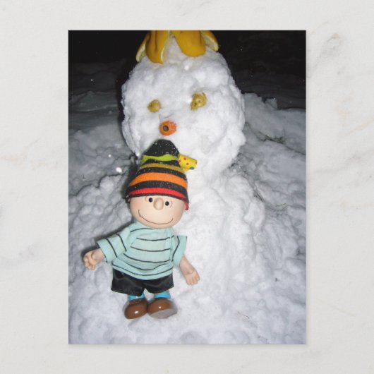 linus en sneeuw briefkaart (Voorkant)