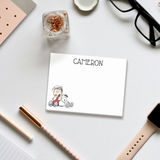Linus get getroost door Snoopy's oor Post-it® Notes