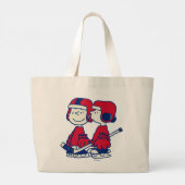 Linus & Lucy Ice Hockey-spelers Grote Tote Bag (Achterkant)