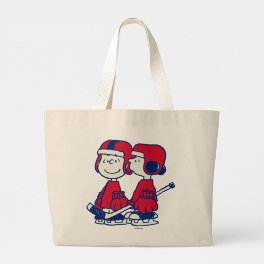 Linus & Lucy Ice Hockey-spelers Grote Tote Bag (Achterkant)