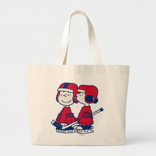 Linus & Lucy Ice Hockey-spelers Grote Tote Bag (Voorkant)