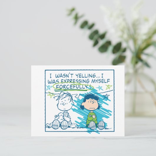 Linus & Lucy "Ik was niet aan het schreeuwen..." Briefkaart (Staand voorkant)