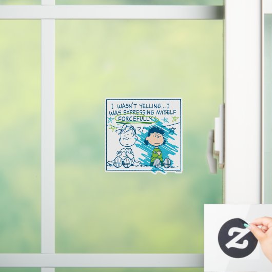 Linus & Lucy "Ik was niet aan het schreeuwen..." Raamsticker (Huis)