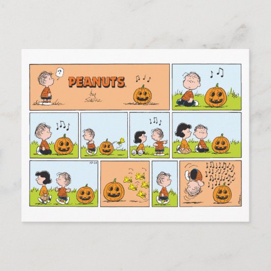 Linus & Lucy | Zingende Jack-O-Lantern Briefkaart (Voorkant)