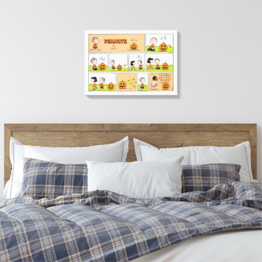 Linus & Lucy | Zingende Jack-O-Lantern Canvas Afdruk (Insitu (Slaapkamer))