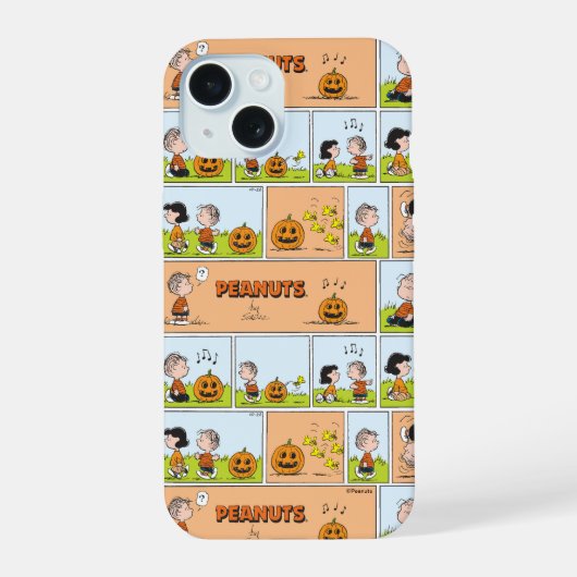Linus & Lucy | Zingende Jack-O-Lantern iPhone 15 Case (Achterkant)