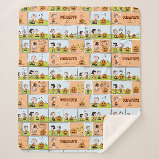 Linus & Lucy | Zingende Jack-O-Lantern Sherpa Deken (Voorkant)