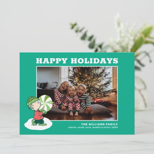 Linus Pepermunt Snoepgoed Feestdagenkaart (Staand voorkant)