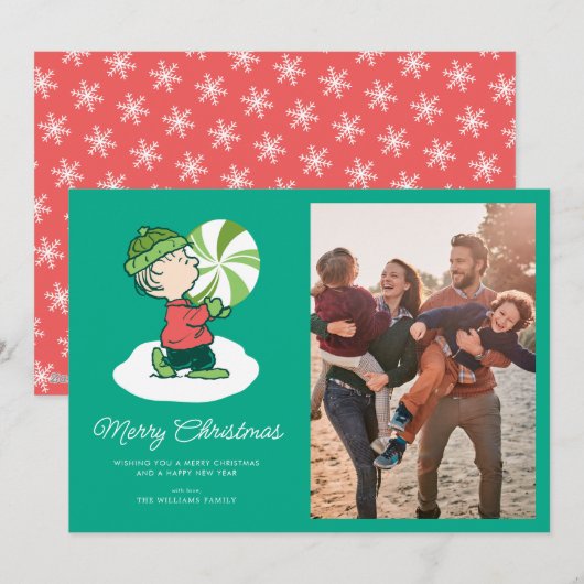 Linus Pepermunt Snoepjes Feestdagenkaart (Voorkant / Achterkant)