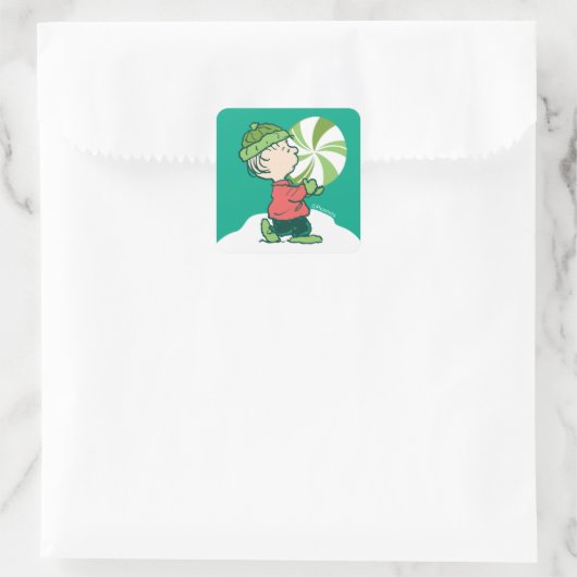 Linus Peppermint-Snoep Vierkante Sticker (Tas)